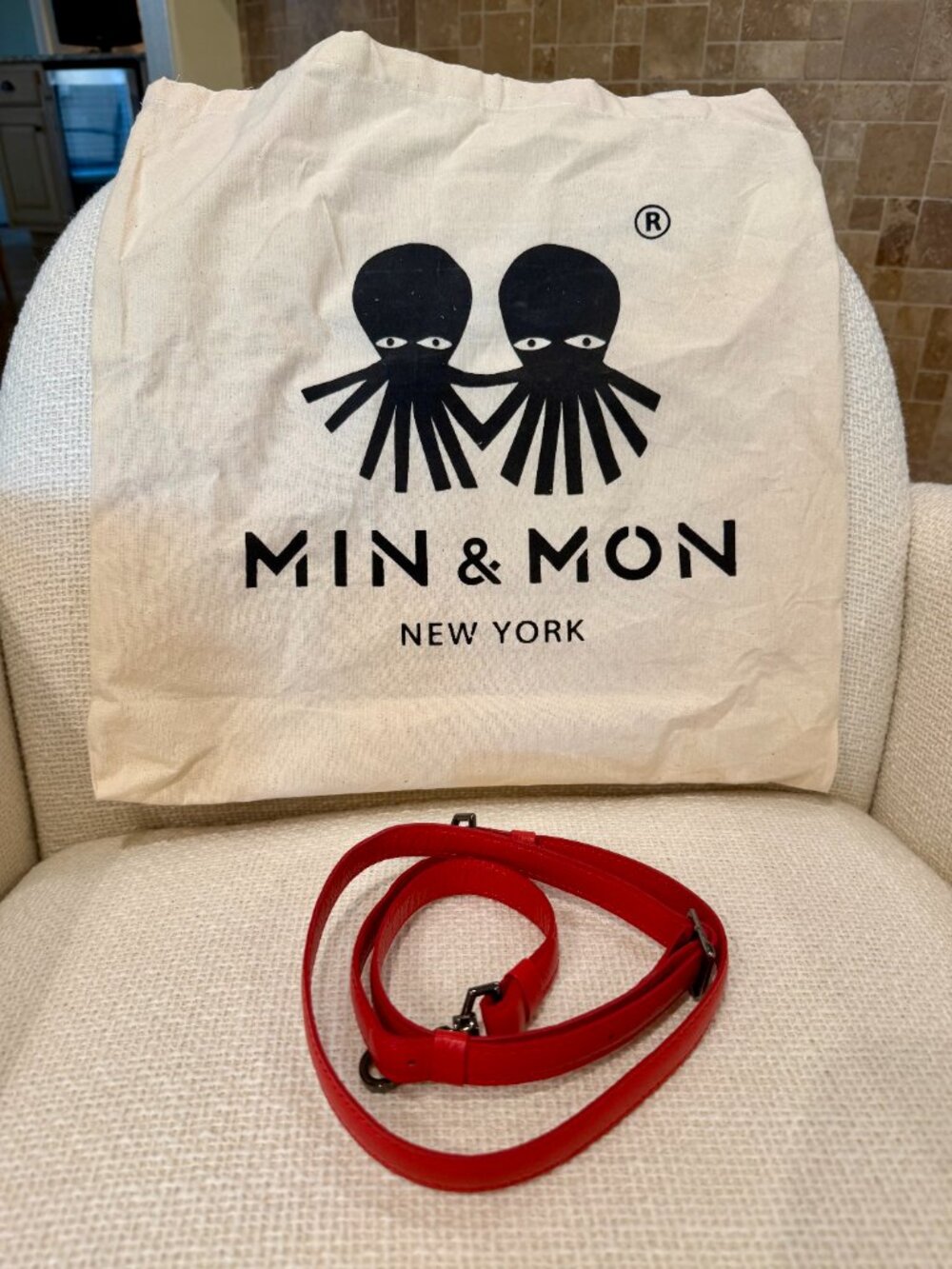 Min & Mon Anastasio Mini Crossbody Leather Handbag Red All Over Eyes Embroidery - Picture 6 of 6